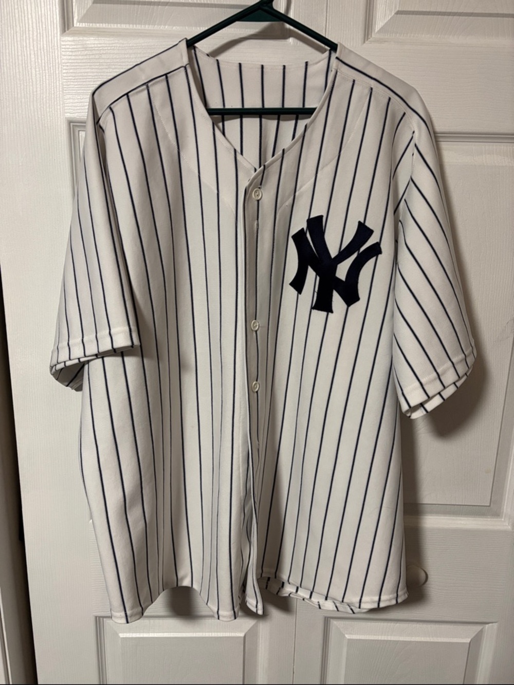Source Unknown White Jersey with Navy Pinstripes